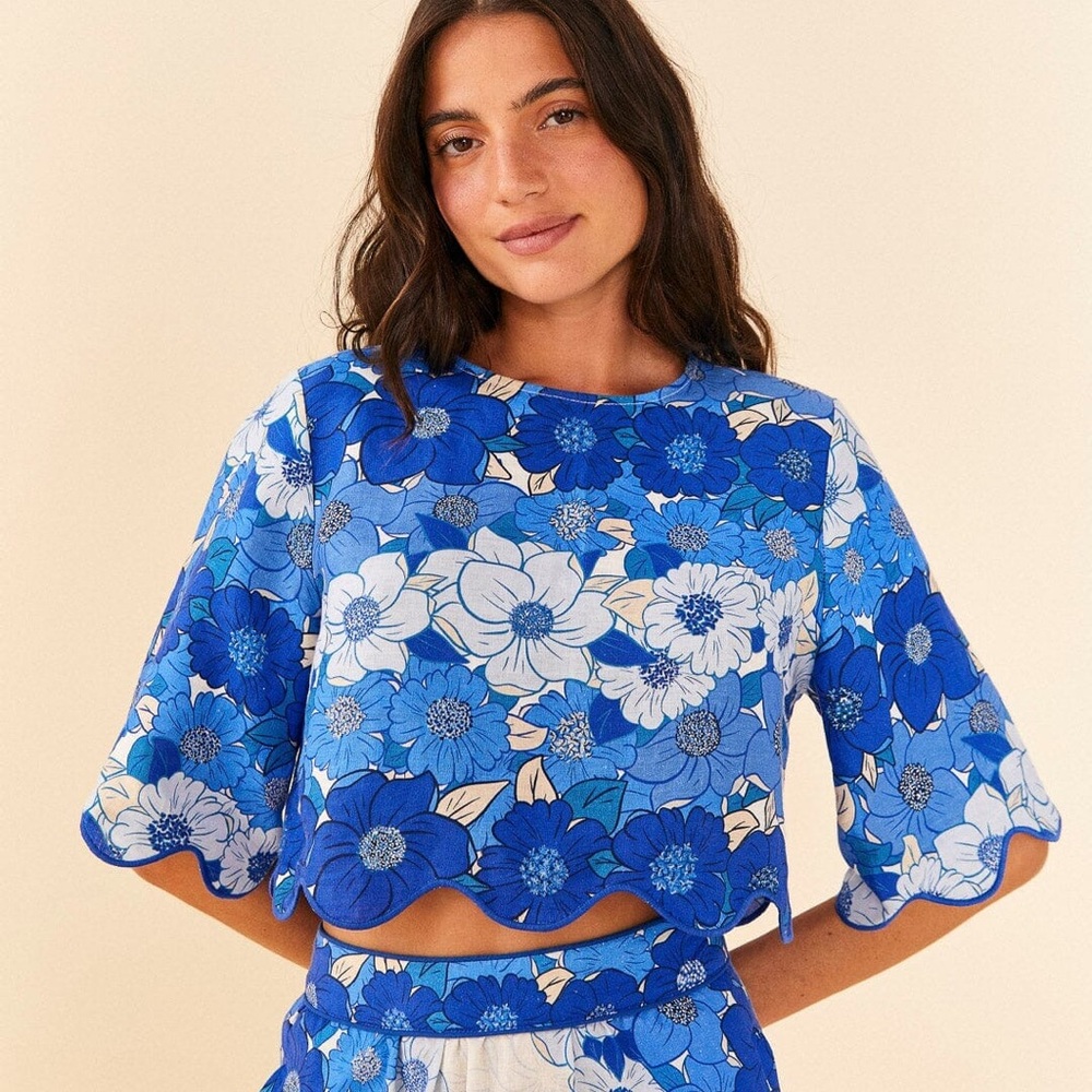 NWT Farm Rio Flower Stripes Top